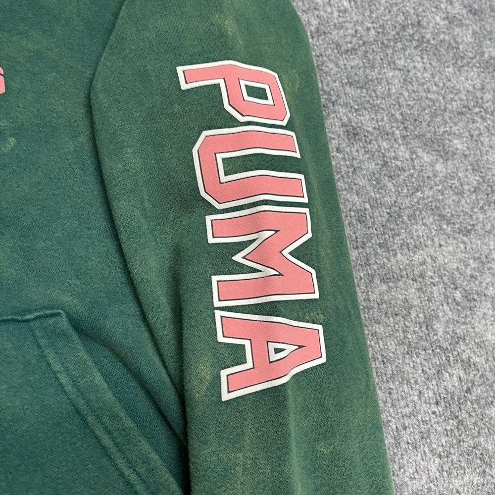 PUMA x WICKED Hoodie Womens Large Dark Myrtle Green Pink Oz Sweatshirt Acid Wash - Picture 5 of 16